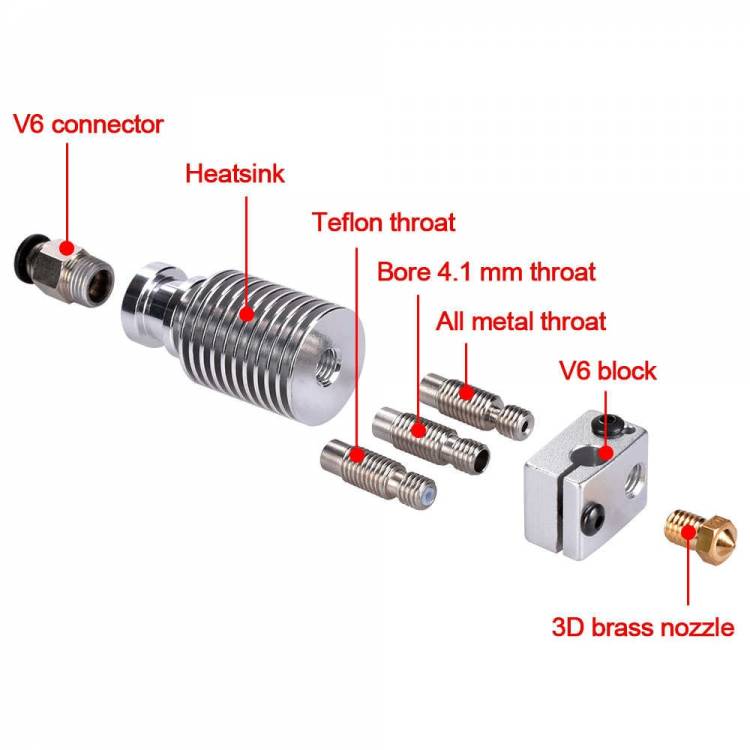 3D Printer Parts E3D V6 J head Hotend Extruder Kit 1.75/3.0MM ...