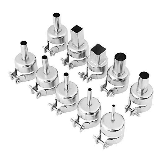 Kit de 10pcs Buses de Soudage Rond/CarrÃ© en Acier Inoxydable pour 850 850A 852 852D 852D + Station de Soudage Ã  Air Chaud