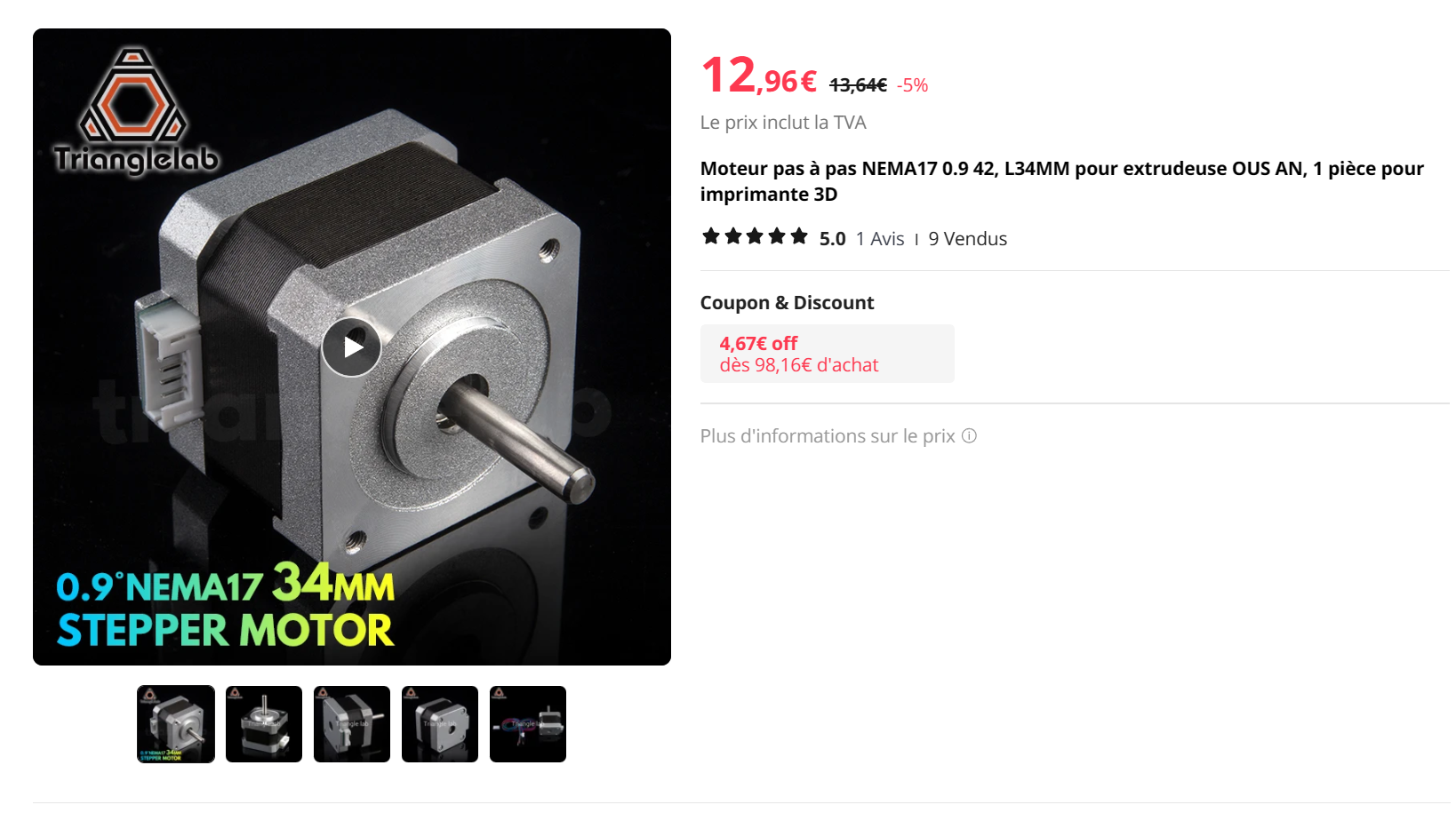 Extrudeuse pour imprimante 3D, extrudeuse pour orbiteur V1.5