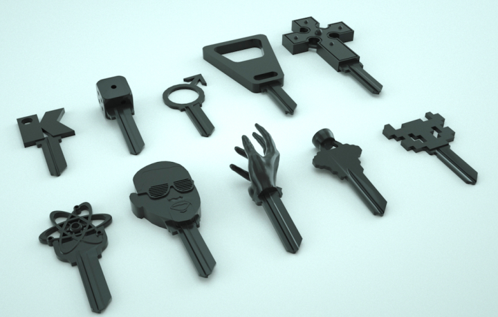 clefs imprimées personnalisées imprimées en 3D