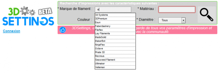 Effectuer une recherche sur 3DSettings.net