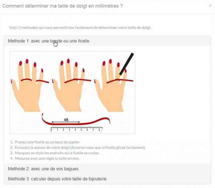 Mesurer la taille de son doigt avec une ficelle