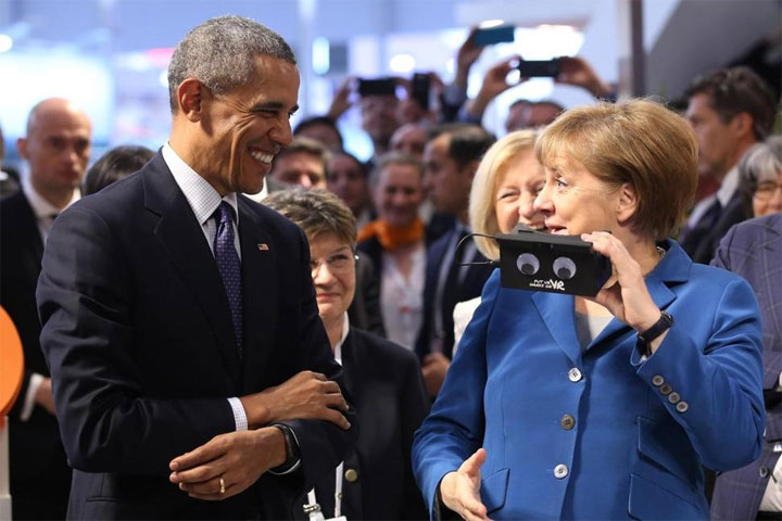 Barack Obama Angela Merkel Cardboard