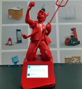 football diable rouge imprimé en 3D