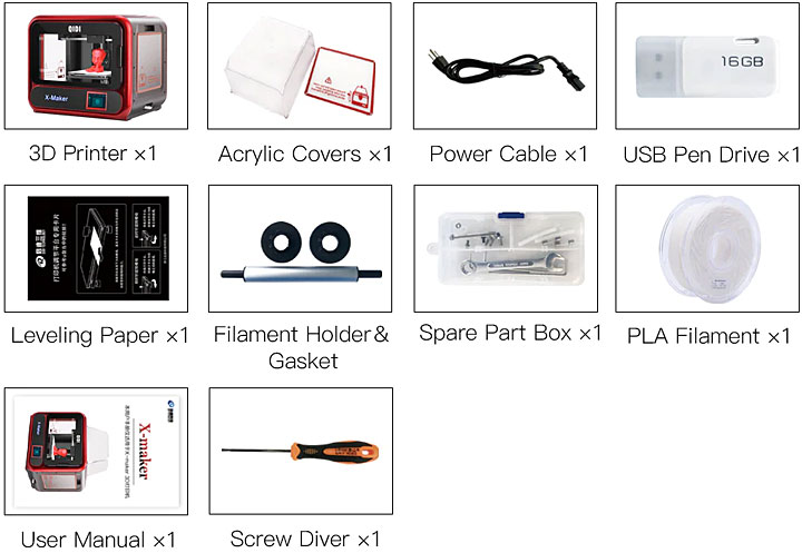 Qidi X-Maker 3D printer accessoires