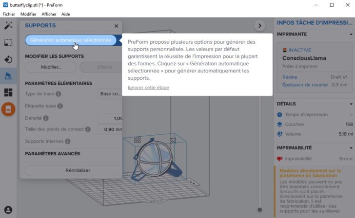 preform génération des supports