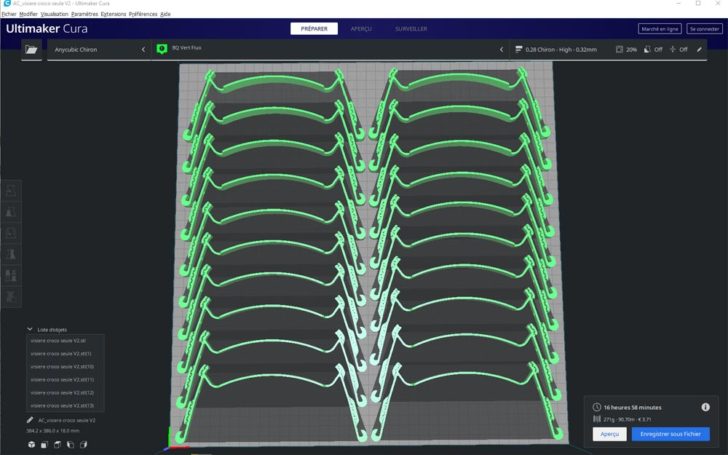 cura 20 visieres 3D shield