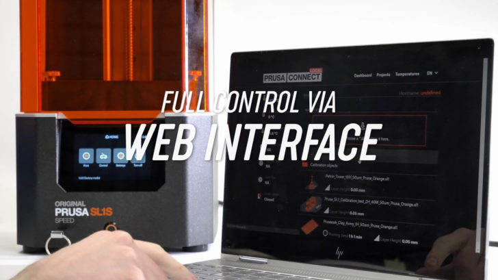 interface web Prusa SL1S Speed
