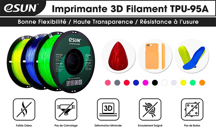 esun etpu tpu 95a filament flexible souple