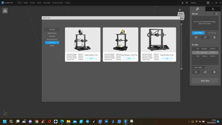 réglages Creality Print pour Creality Sonic Pad 