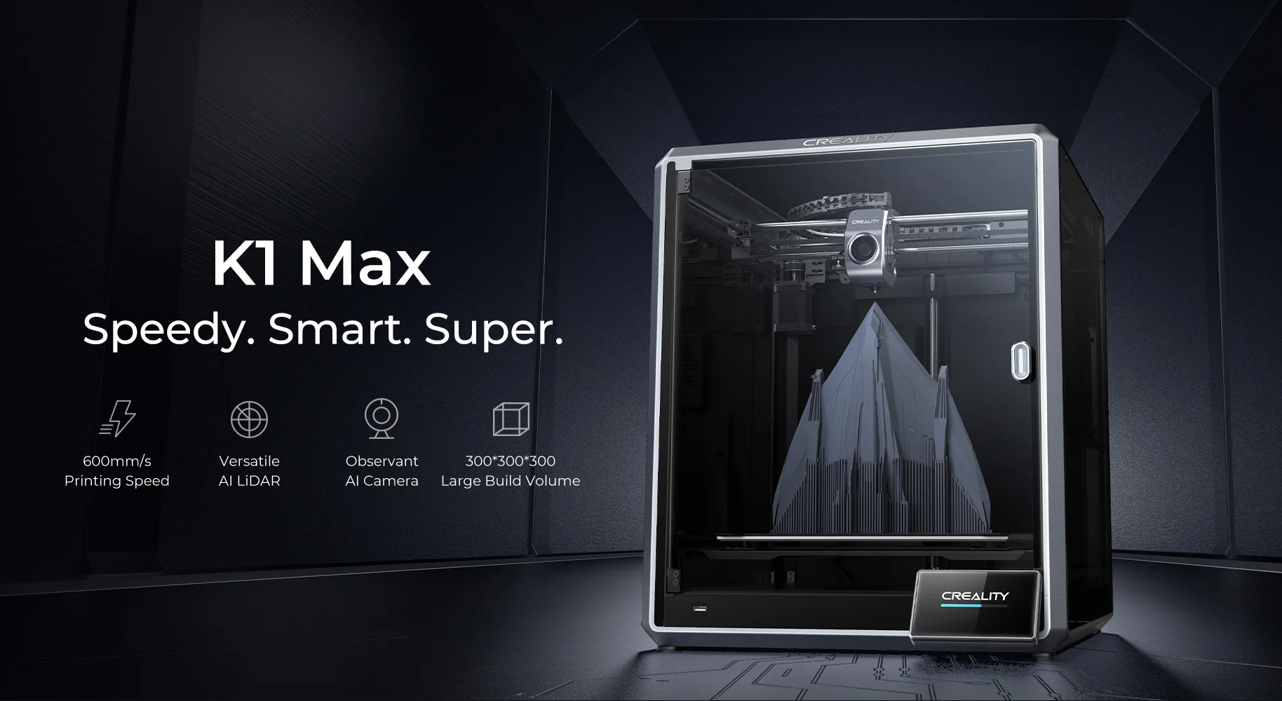 Creality K1 Max Imprimante 3D avec Caméra IA, 600mm/s Ultra Rapide