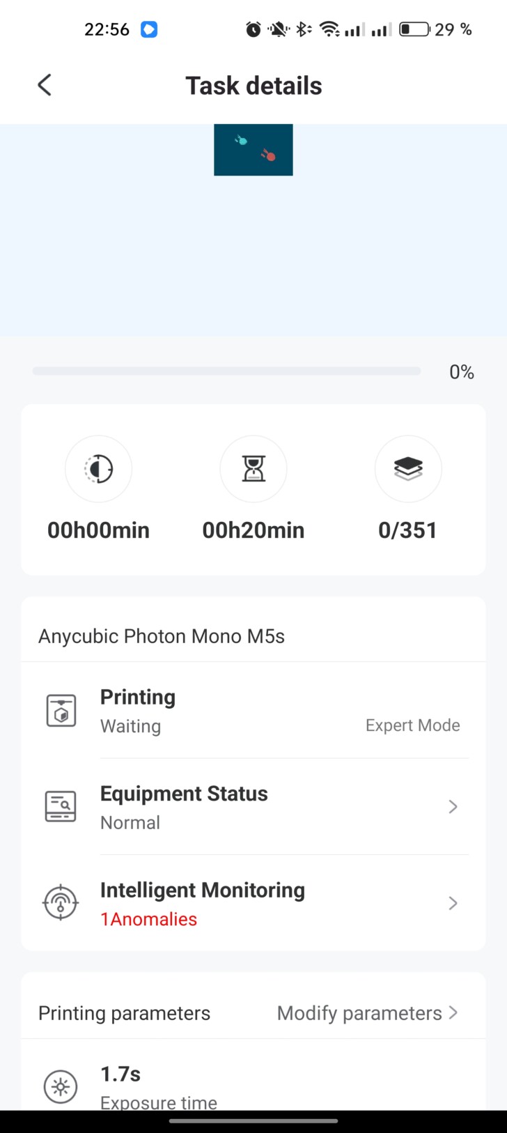 Anycubic Cloud print details