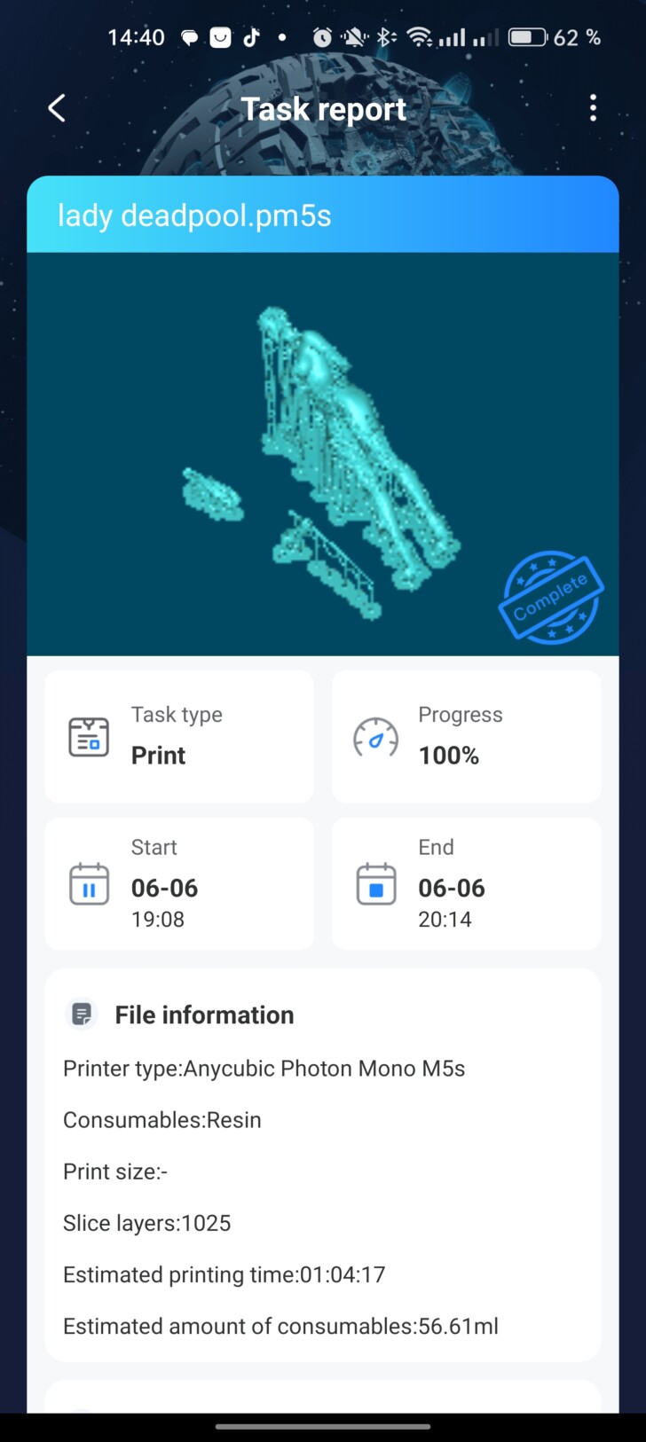 task report anycubic