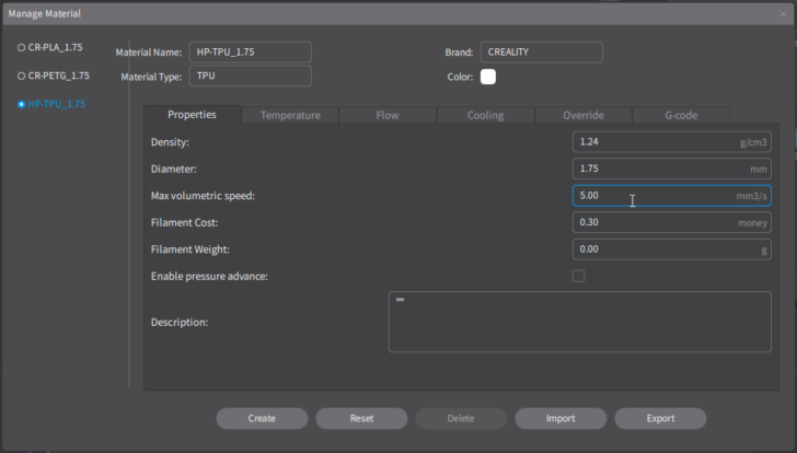 option slicer Creality Print Ender