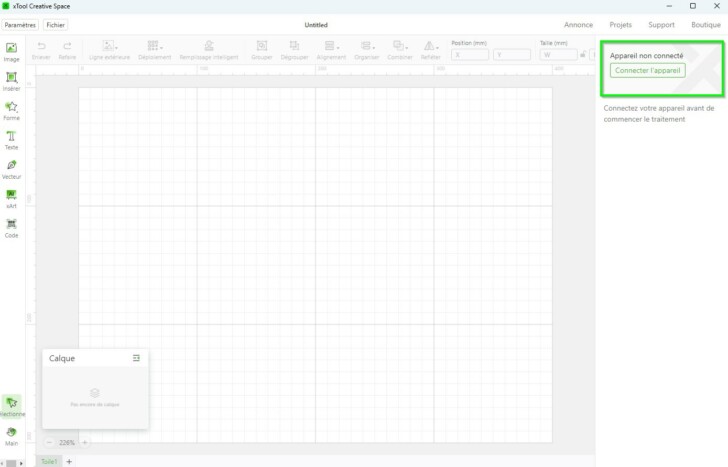 xTool Creative Space connecter appareil