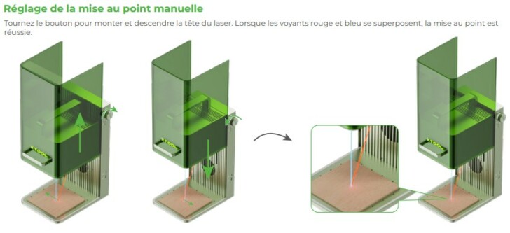 xTool F1 mise au point manuelle