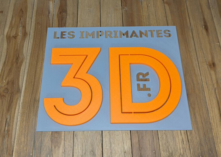 big logo lesimprimantes3d.fr imprime en 3D dessus