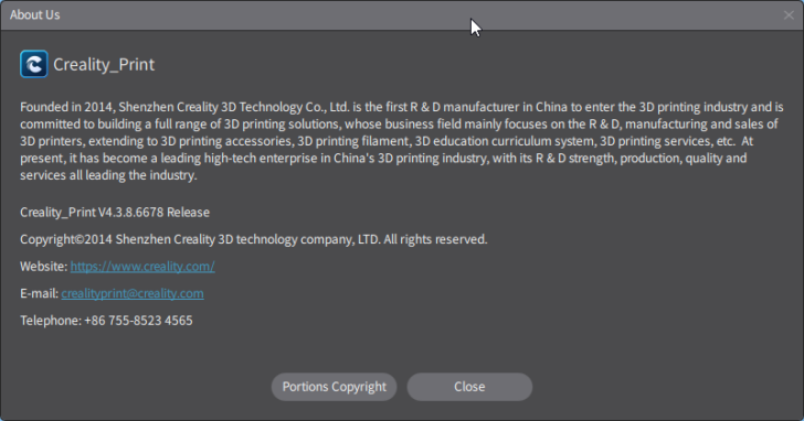 Test Ender 3 V3 KE Trancheur Creality Print v4.3.8 win 2024 01 08 21 38 31 About Us