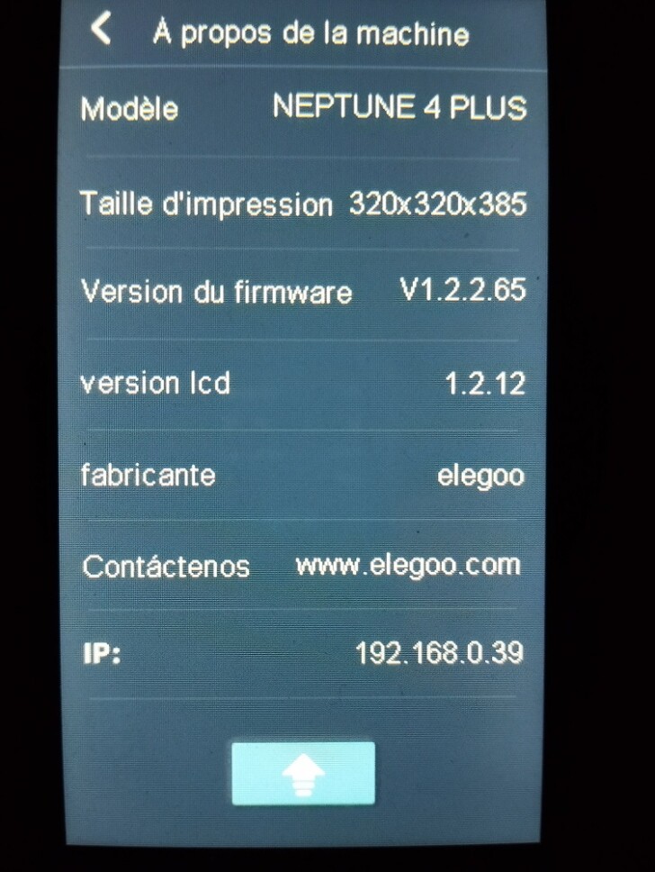 ecran a propos neptune 4 plus