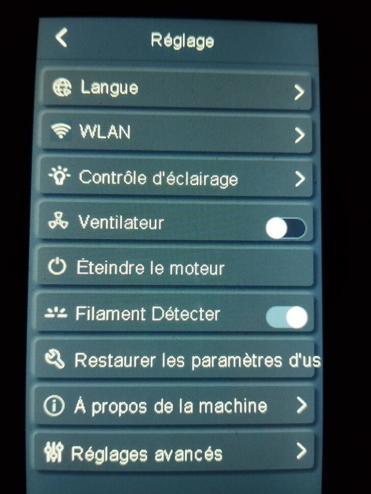 ecran reglage neptune 4 plus