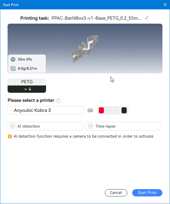 Kobra 3 Combo Anycubic Slicer Next v1.0.0 Remote Print 2024 08 20 15 49 24 Start Print