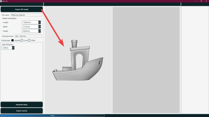 3Dto2D import benchy