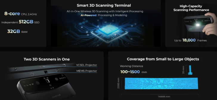 Shining EinStar Vega scanner 3D specs