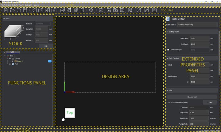 maker cam logiciel disposition