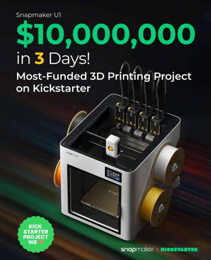 record kickstarter imprimante 3D snapmaker u1