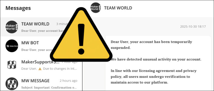 attention scam phishing makerworld