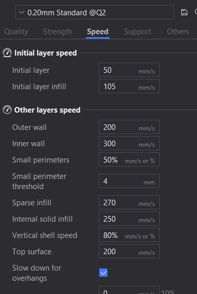 qidi studio vitesses