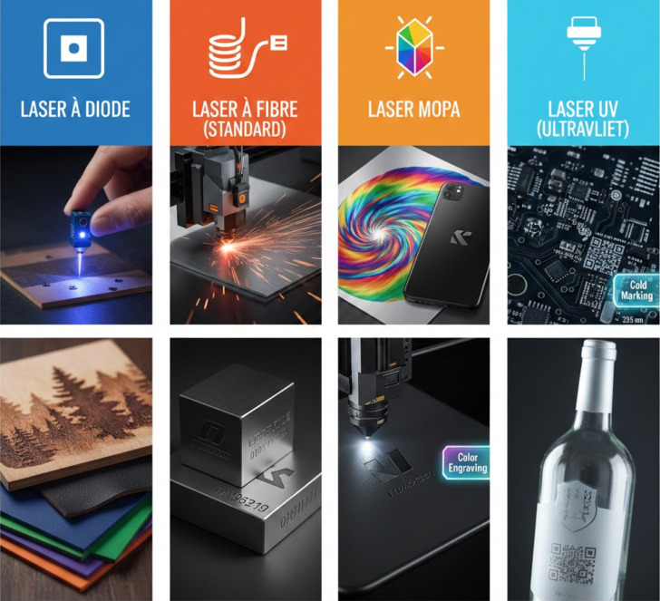 comparaison laser diode fibre mopa uv