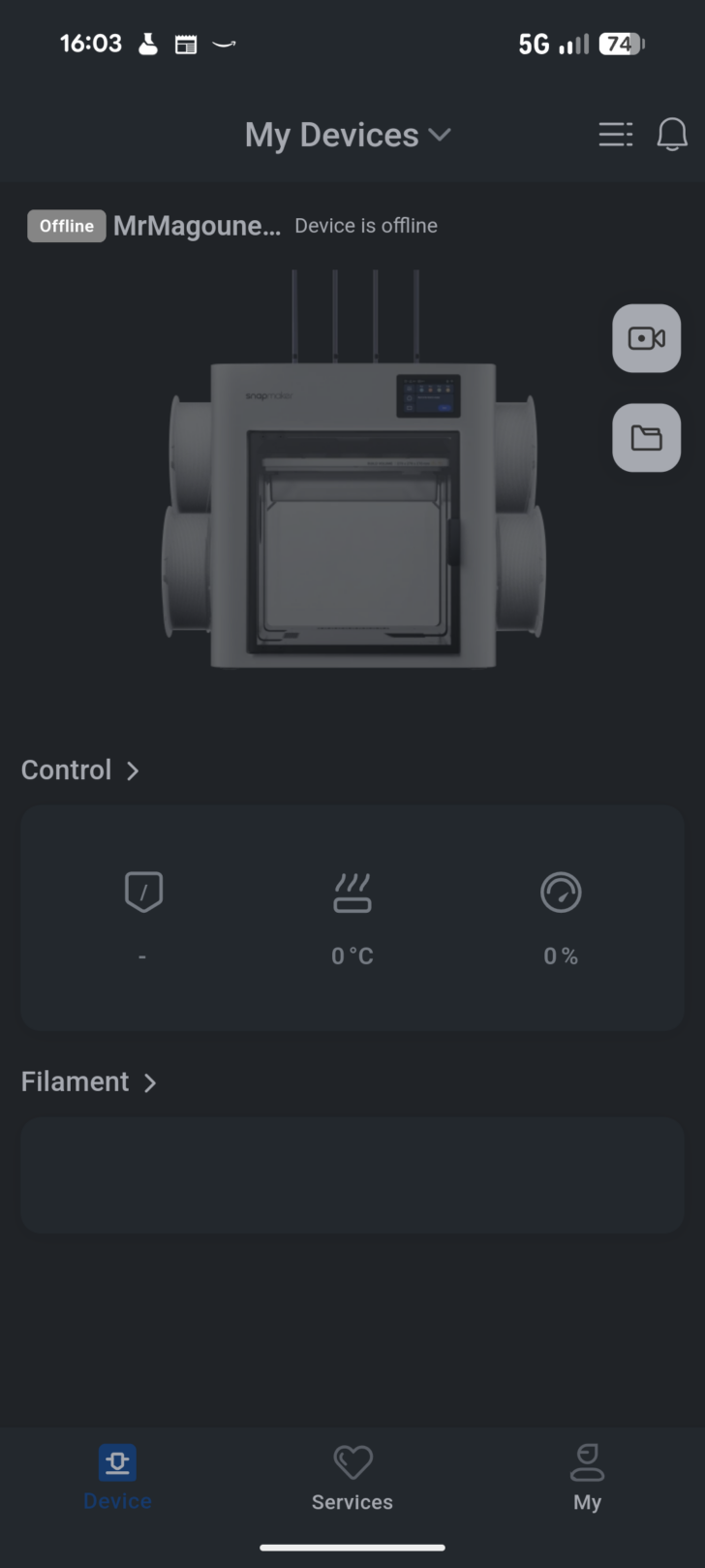 Snapmaker U1 mobile app 01