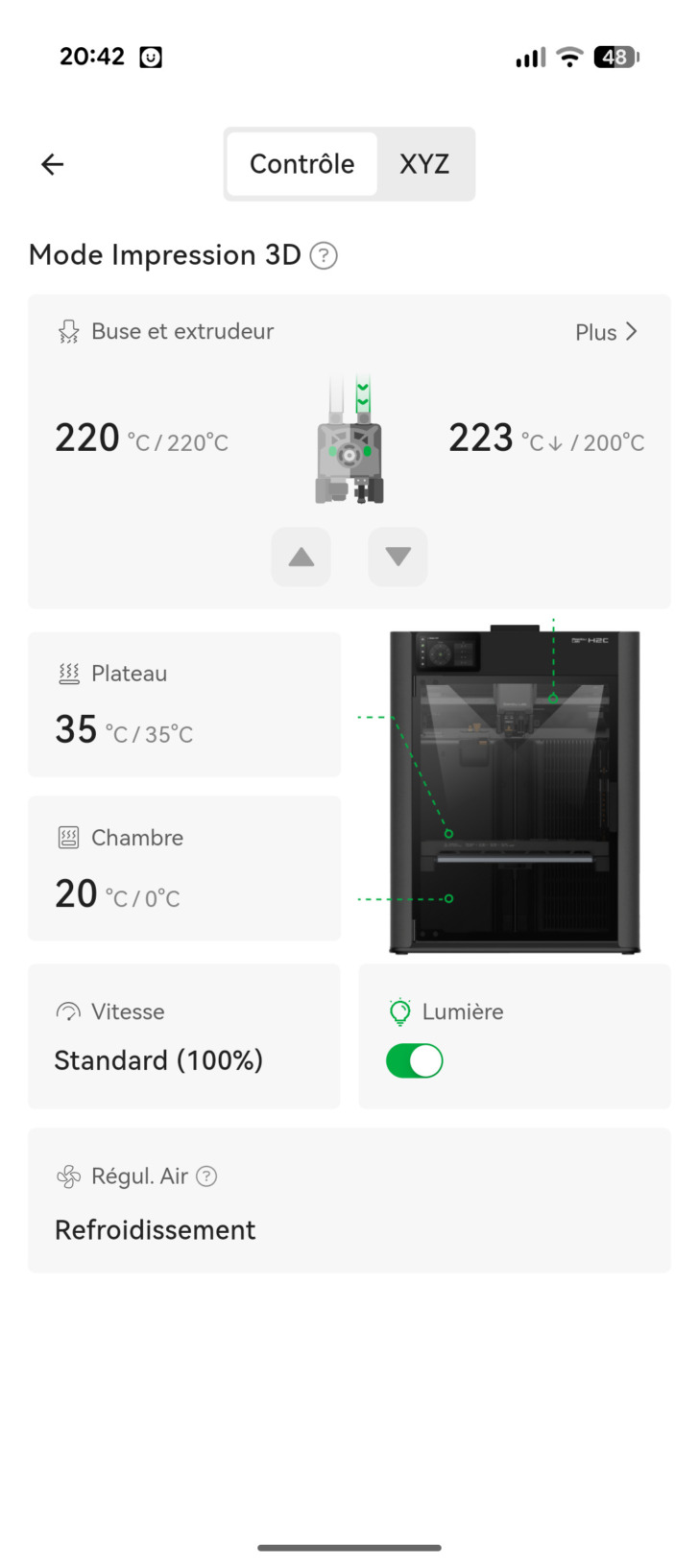 bambu handy contrôle des axes