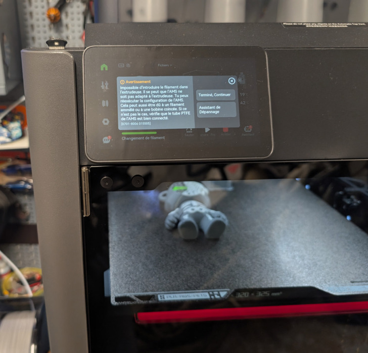 bambu lab impossible d'introduire le filament dans l'extrudeuse