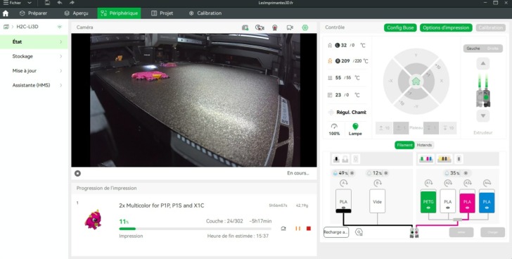 bambu studio gestion ams et filaments