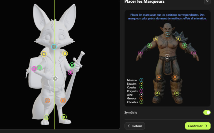 meshy renard animation marqueur